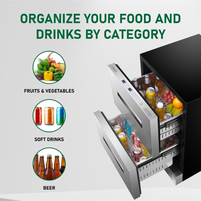 24" 2 Drawer 2 Zone CONVERTIBLE REFRIGERATOR-FREEZER 5cf Sabbath Mode DRFC5292, product image 7 of 31
