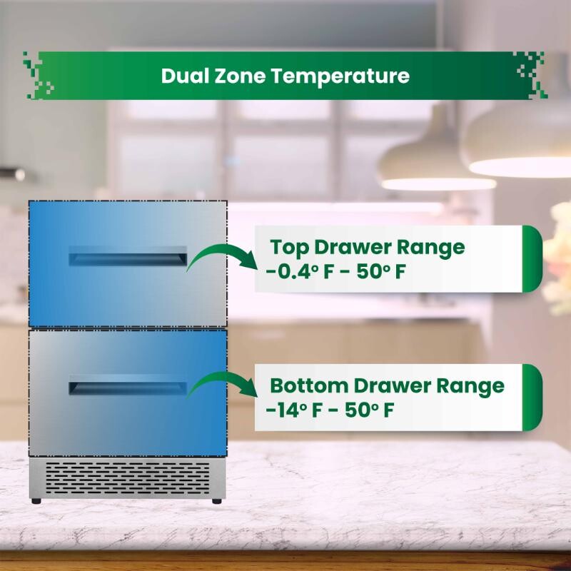 24" 2 Drawer 2 Zone CONVERTIBLE REFRIGERATOR-FREEZER 5cf Sabbath Mode DRFC5292, product image 17 of 31