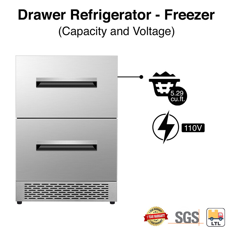 24" 2 Drawer 2 Zone CONVERTIBLE REFRIGERATOR-FREEZER 5cf Sabbath Mode DRFC5292, product image 28 of 31