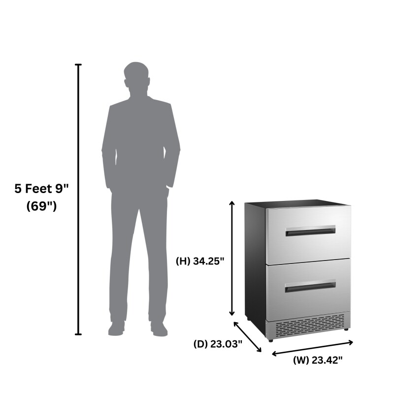 24" 2 Drawer 2 Zone CONVERTIBLE REFRIGERATOR-FREEZER 5cf Sabbath Mode DRFC5292, product image 31 of 31