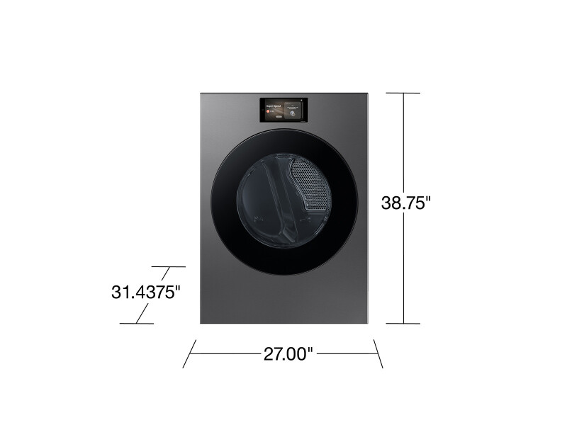 7.6 cu. ft. Bespoke AI Ultra Capacity Front Load Electric Dryer with AI Home and AI OptiDry+ in Dark Steel DV90F53AESA3