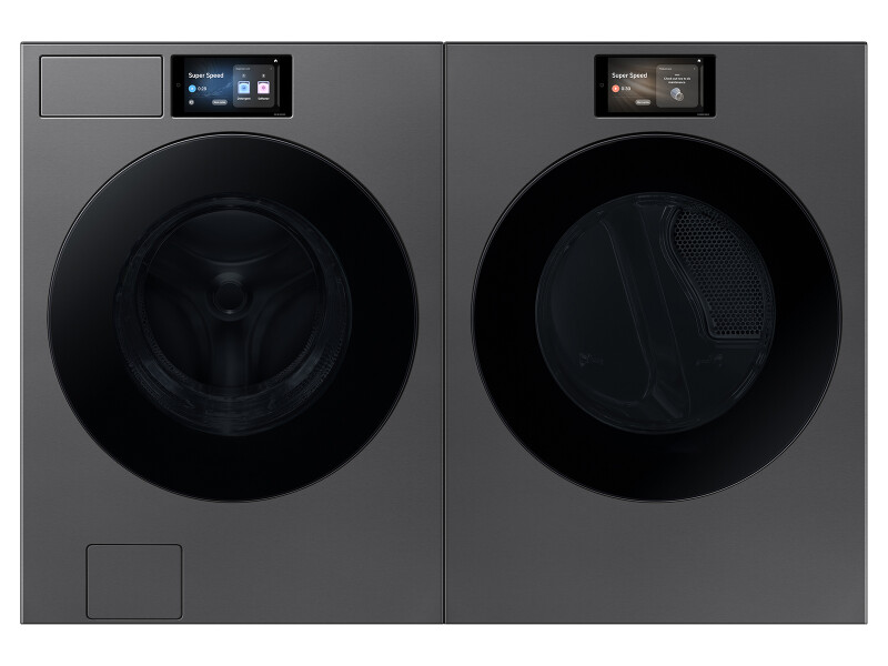 7.6 cu. ft. Bespoke AI Ultra Capacity Front Load Electric Dryer with AI Home and AI OptiDry+ in Dark Steel DV90F53AESA3