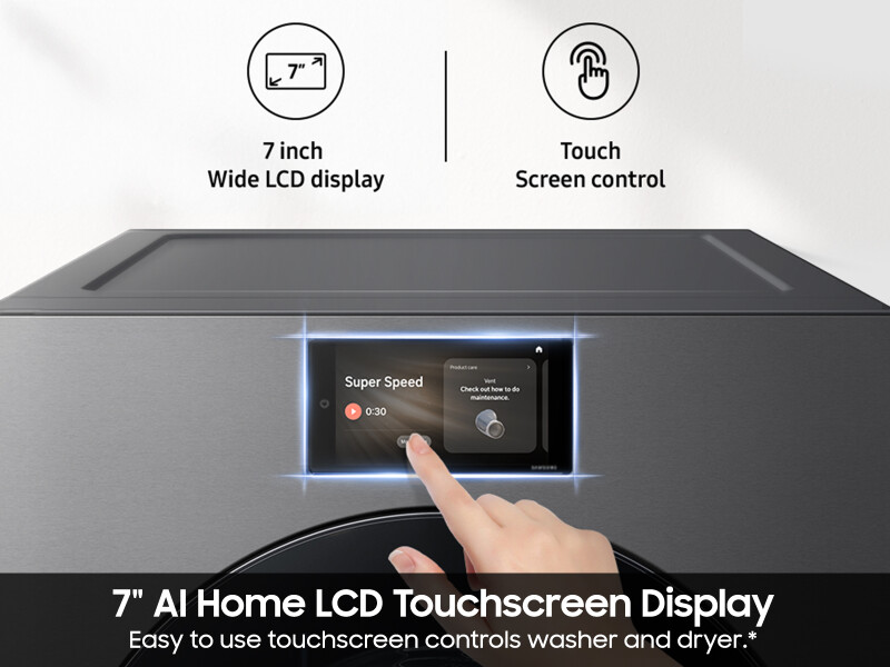 7.6 cu. ft. Bespoke AI Ultra Capacity Front Load Gas Dryer with AI Home and AI OptiDry+ in Dark Steel DV90F53AGSA3