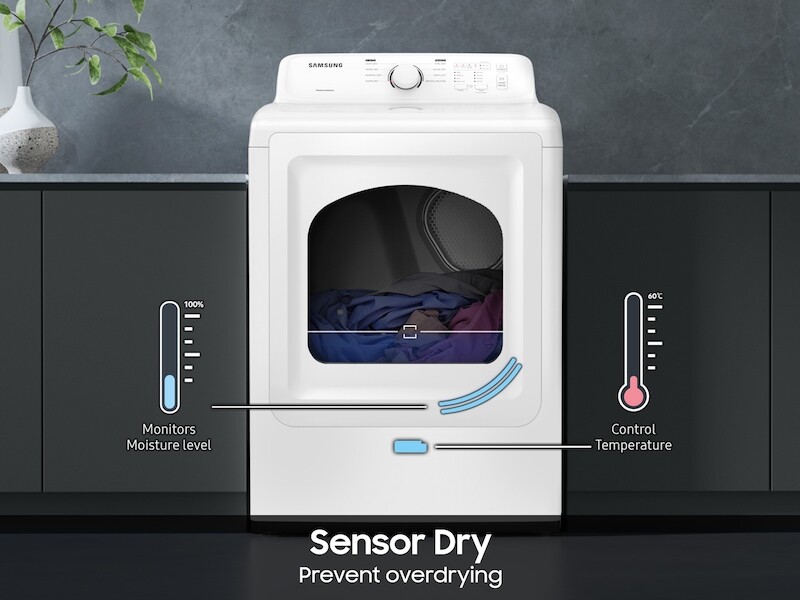 7.2 cu. ft. Electric Dryer with Sensor Dry and 8 Drying Cycles in White DVE41A3000WA3