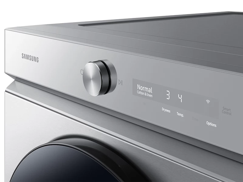 Bespoke 7.6 cu. ft. Ultra Capacity Electric Dryer with Super Speed Dry and AI Smart Dial in Silver Steel DVE53BB8700TA3