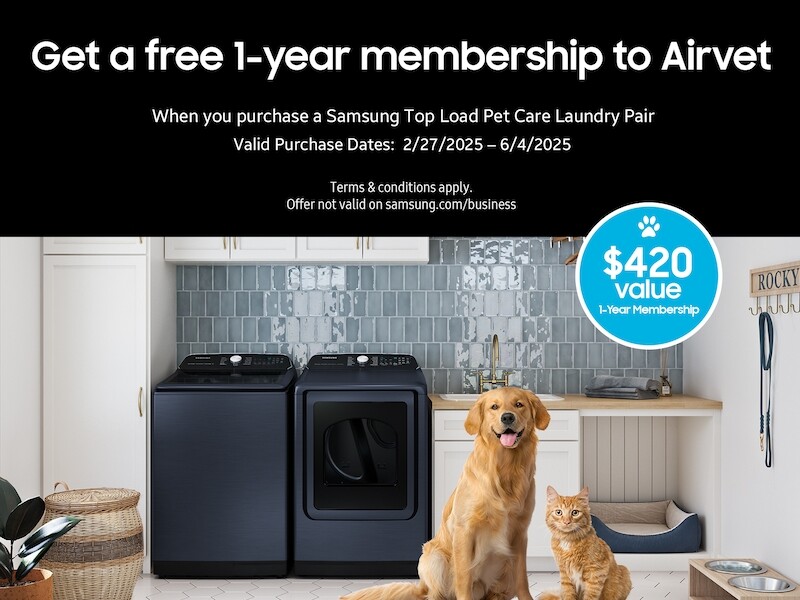 7.4 cu. ft. Smart Gas Dryer with Pet Care Dry and Steam Sanitize+ in White DVG54CG7150WA3
