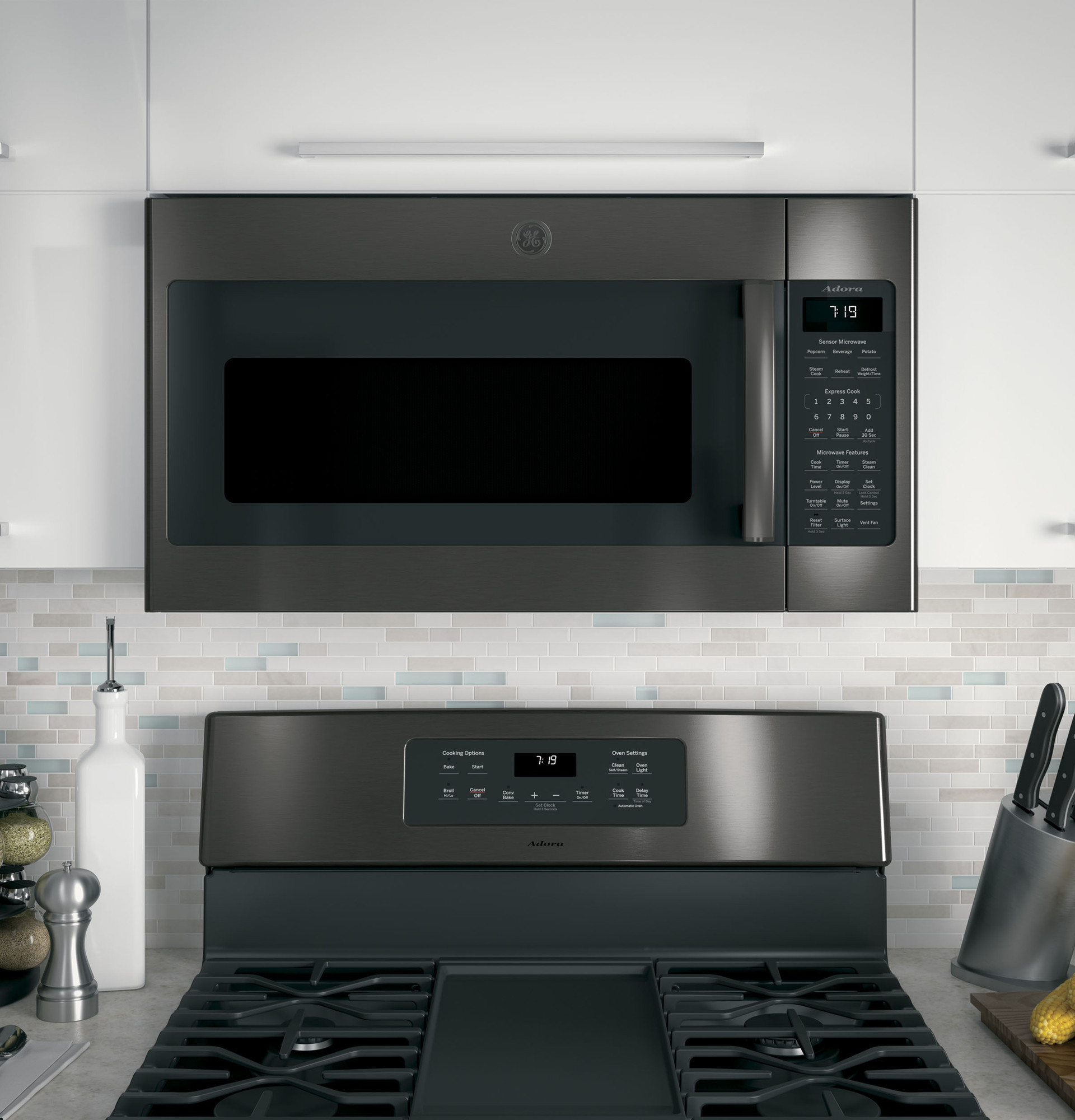 Adora series by GE 1.9 Cu. Ft. Over-the-Range Sensor Microwave Oven DVM7195BLTS, product image 2 of 10