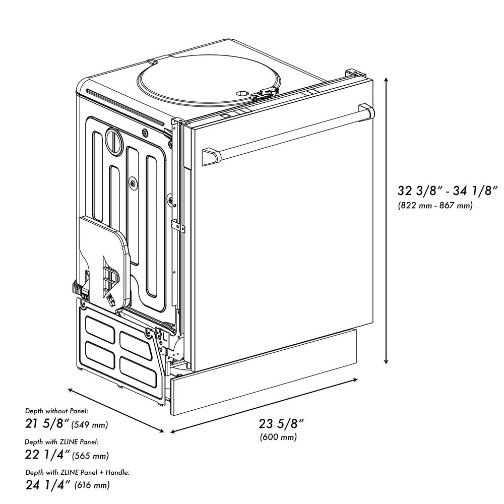 24 in. Top Control Dishwasher with Tub and Traditional Style Handle, 52dBa DW304H24