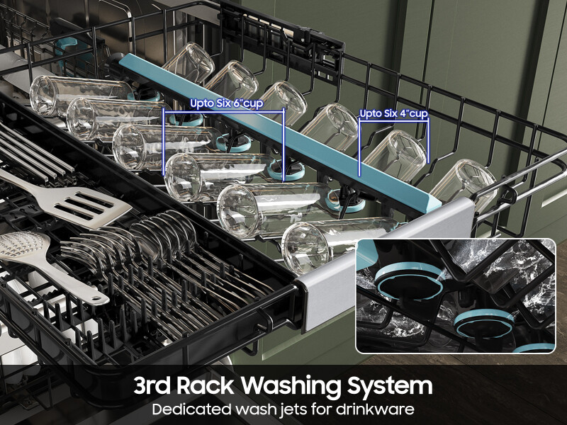 Bespoke AI Smart Dishwasher AI Wash & 3rd Rack Wash System | AutoRelease⢠Door 38dBA DW90F89T0UMTAA