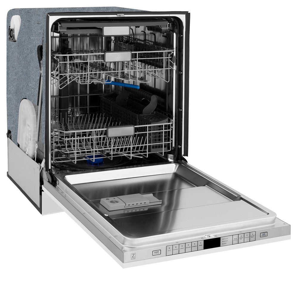 Autograph Edition 24 In. Monument Series 3rd Rack Top Touch Control Tall Tub Dishwasher In White Matte With Polished Gold Accent Handle, 45dba DWMTZWM24G