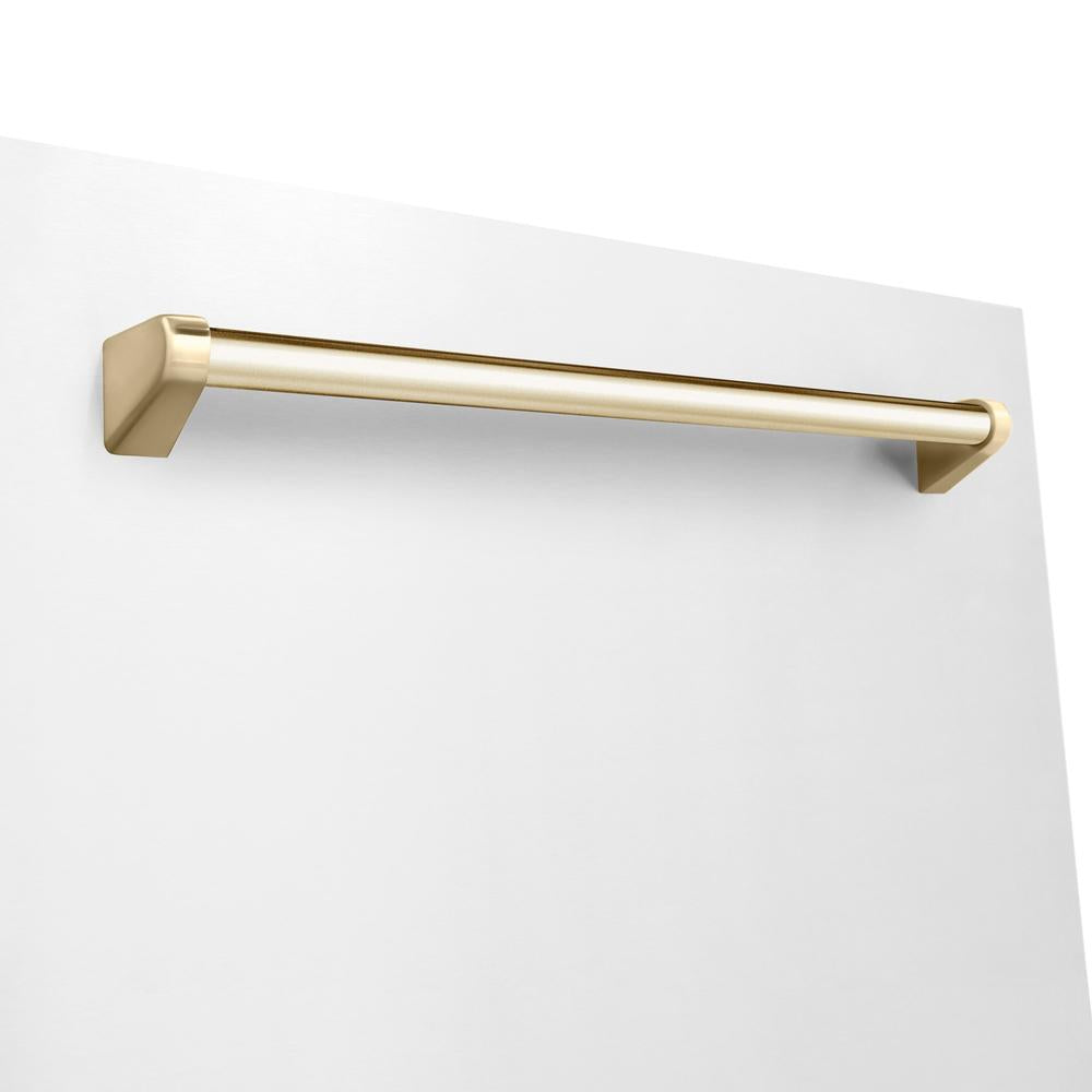 Autograph Edition 24 In. Monument Series 3rd Rack Top Touch Control Tall Tub Dishwasher In White Matte With Polished Gold Accent Handle, 45dba DWMTZWM24G