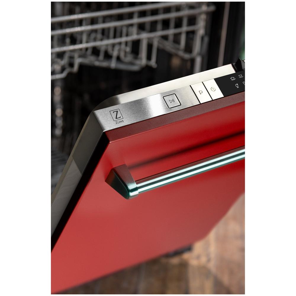 24 In. Top Control Dishwasher With Red Matte Panel And Traditional Style Handle, 52dba DWRM24