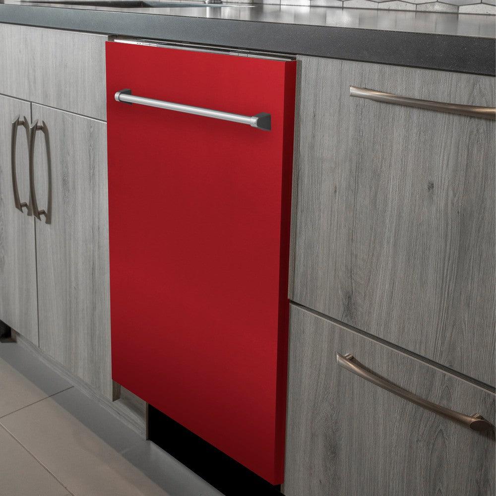 24 In. Top Control Dishwasher With Red Matte Panel And Traditional Style Handle, 52dba DWRM24