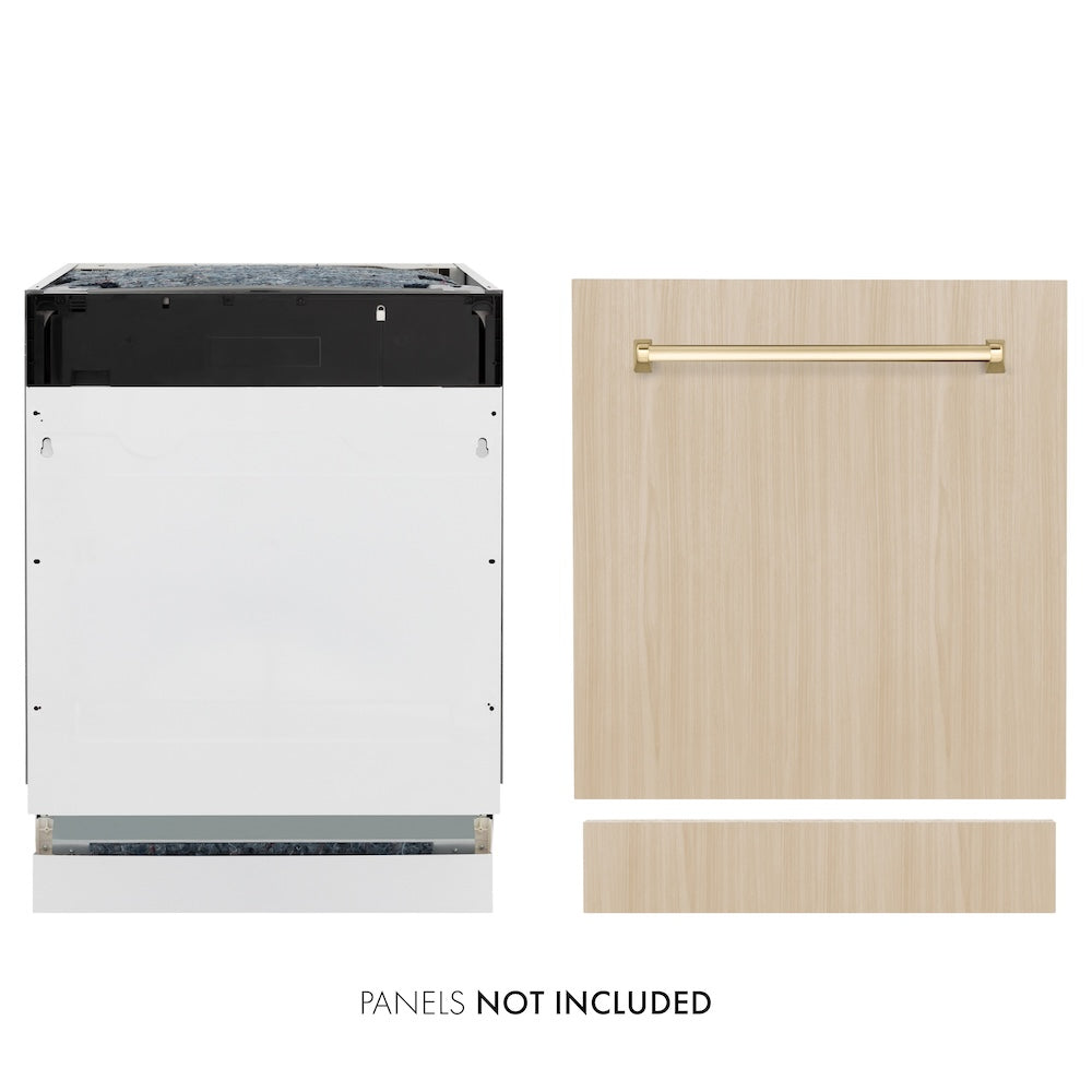 Autograph Edition 24 In. Tallac Series 3rd Rack Top Control Built-in Tall Tub Dishwasher In Custom Panel Ready With Polished Gold Handle, 51dba DWVZ24G