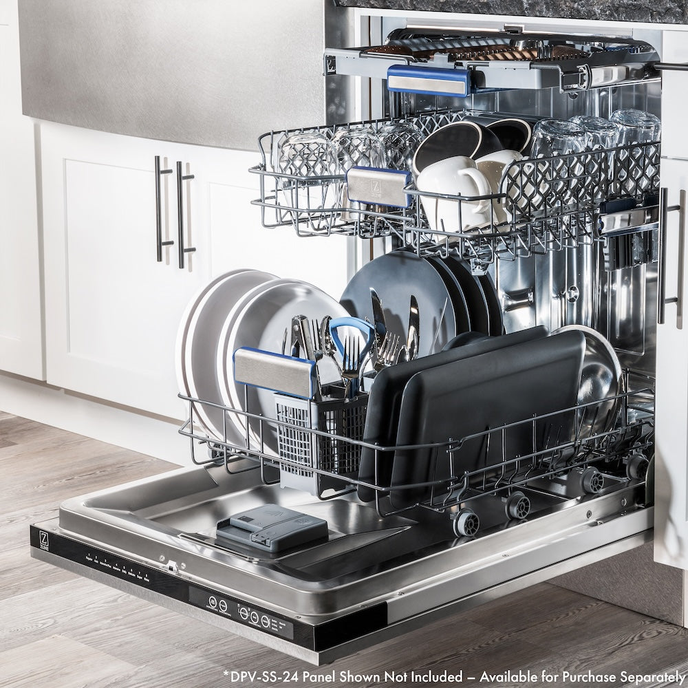 Autograph Edition 24 In. Tallac Series 3rd Rack Top Control Built-in Tall Tub Dishwasher In Custom Panel Ready With Polished Gold Handle, 51dba DWVZ24G