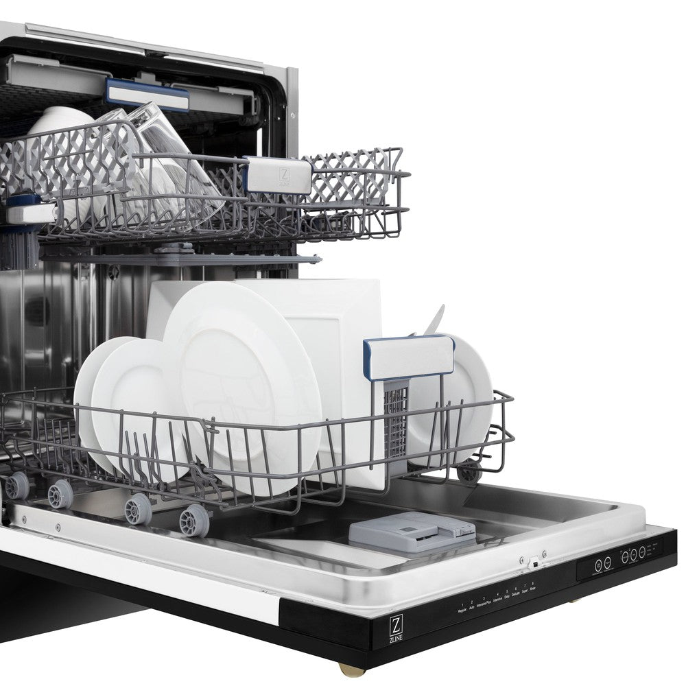 Autograph Edition 18 In. Compact 3rd Rack Top Control Dishwasher In Black Stainless Steel With Champagne Bronze Accent Handle, 51dba DWVZBS18CB