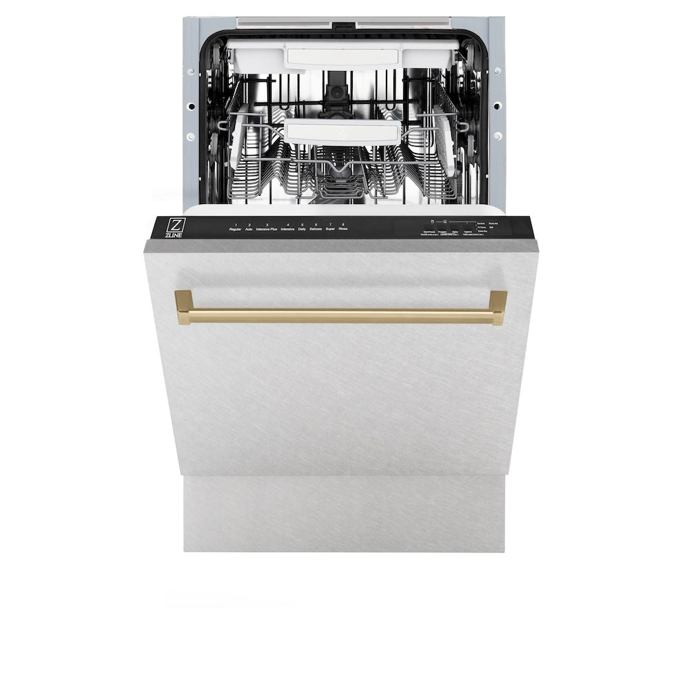 Autograph Edition 18 In. Tallac Series 3rd Rack Top Control Built-in Dishwasher With Satin Stainless Steel Panel And Champagne Bronze Handle, 51dba DWVZSN18CB