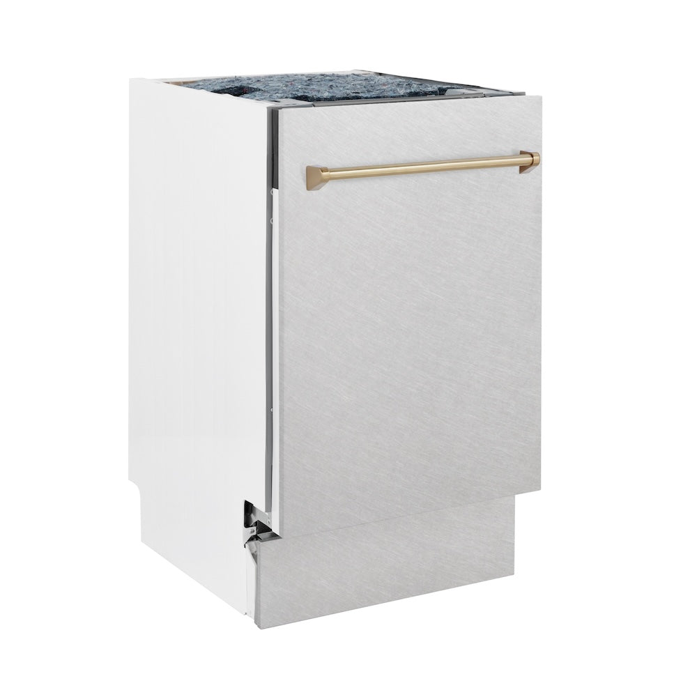 Autograph Edition 18 In. Tallac Series 3rd Rack Top Control Built-in Dishwasher With Satin Stainless Steel Panel And Champagne Bronze Handle, 51dba DWVZSN18CB