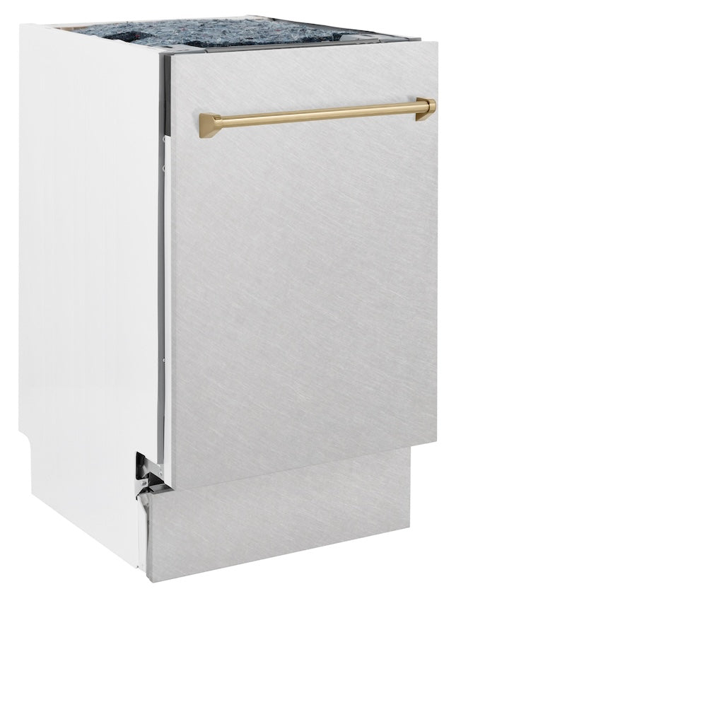Autograph Edition 18 In. Tallac Series 3rd Rack Top Control Built-in Dishwasher With Satin Stainless Steel Panel And Champagne Bronze Handle, 51dba DWVZSN18CB