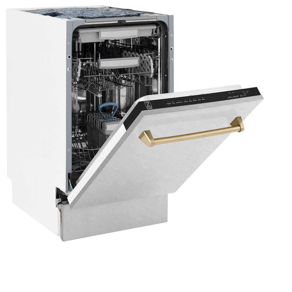Autograph Edition 18 In. Tallac Series 3rd Rack Top Control Built-in Dishwasher With Satin Stainless Steel Panel And Champagne Bronze Handle, 51dba DWVZSN18CB