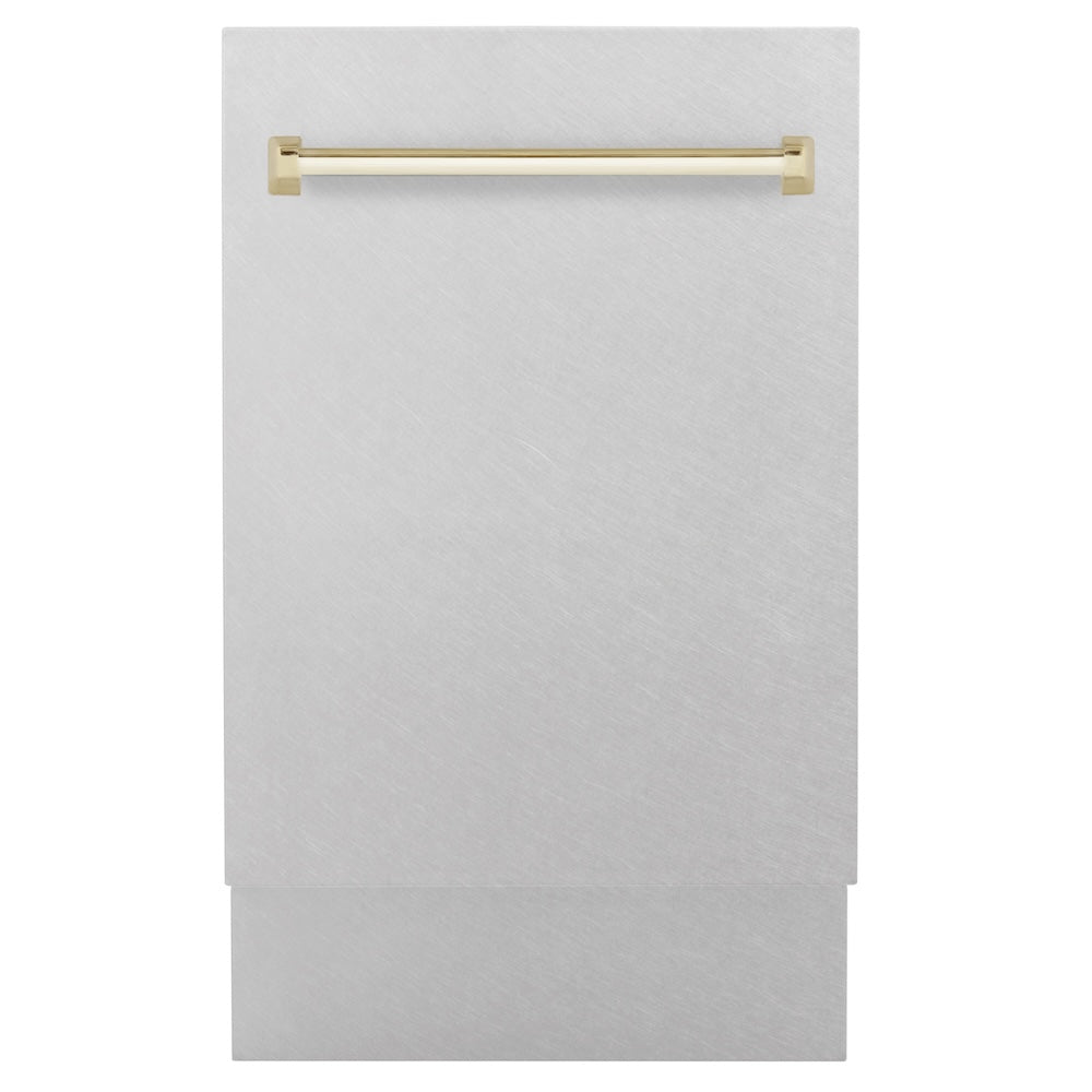 Autograph Edition 18 In. Tallac Series 3rd Rack Top Control Built-in Dishwasher With Satin Stainless Steel Panel And Polished Gold Handle, 51dba DWVZSN18G