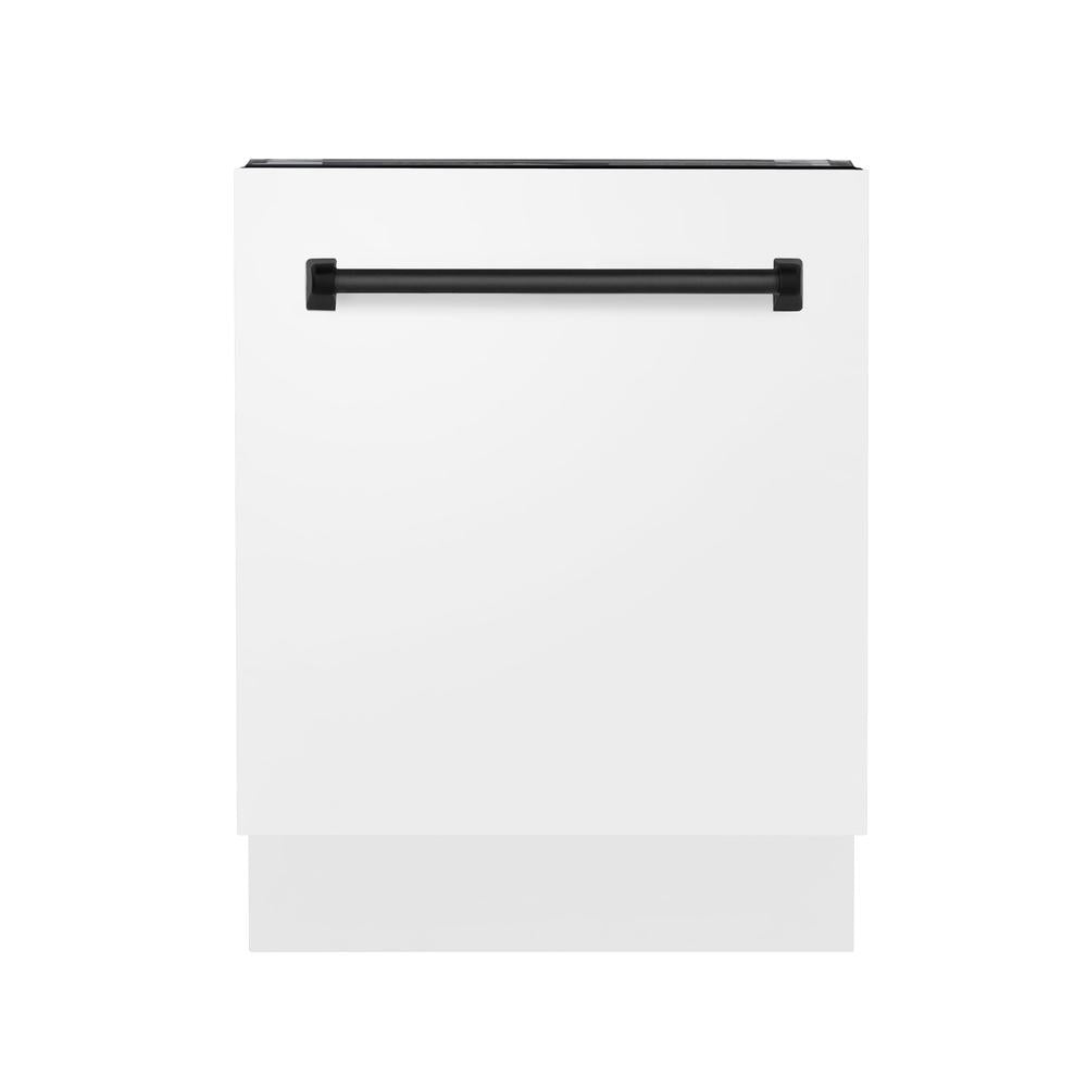 Autograph Edition 24 In. 3rd Rack Top Control Tall Tub Dishwasher In White Matte With Matte Black Accent Handle, 51dba DWVZWM24MB