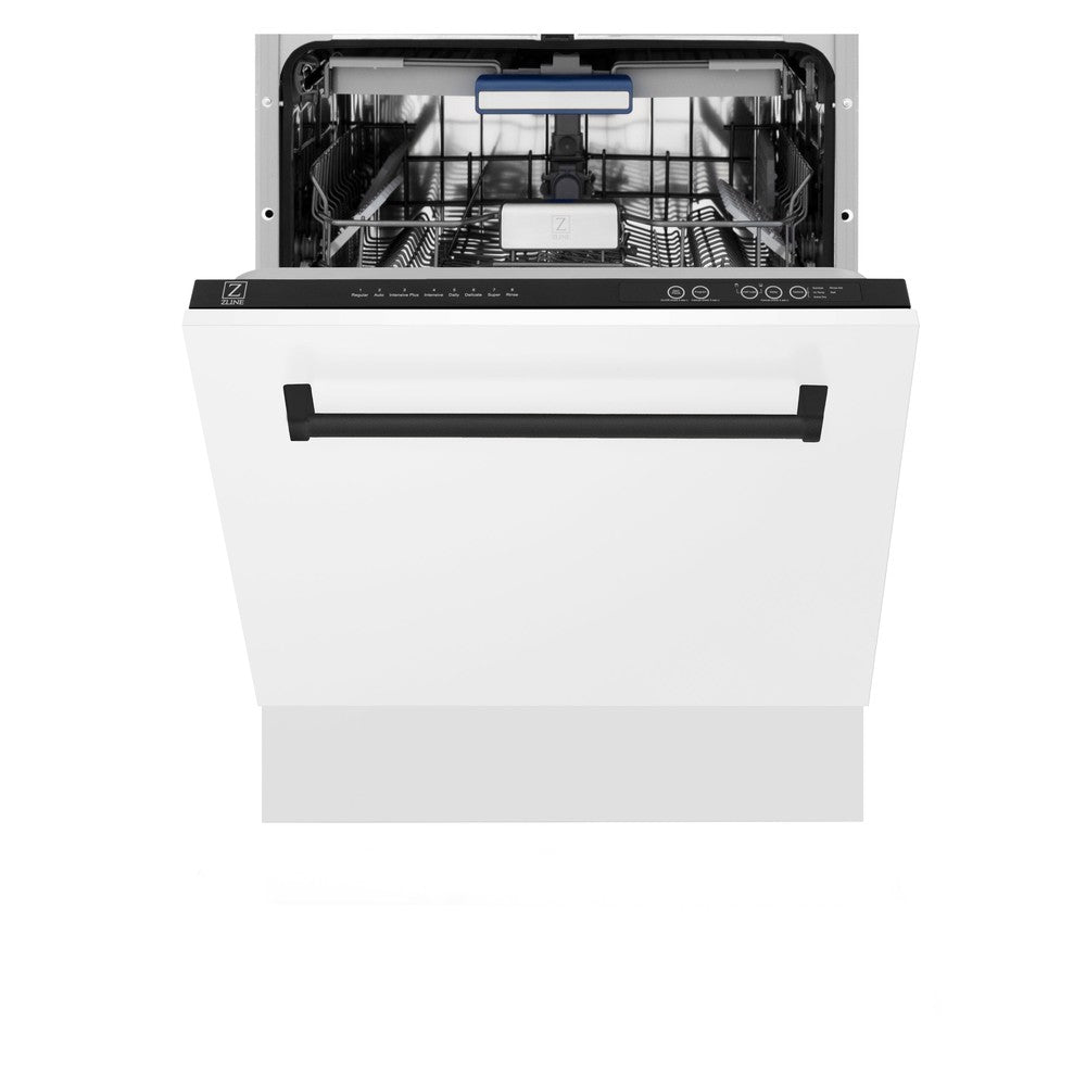 Autograph Edition 24 In. 3rd Rack Top Control Tall Tub Dishwasher In White Matte With Matte Black Accent Handle, 51dba DWVZWM24MB