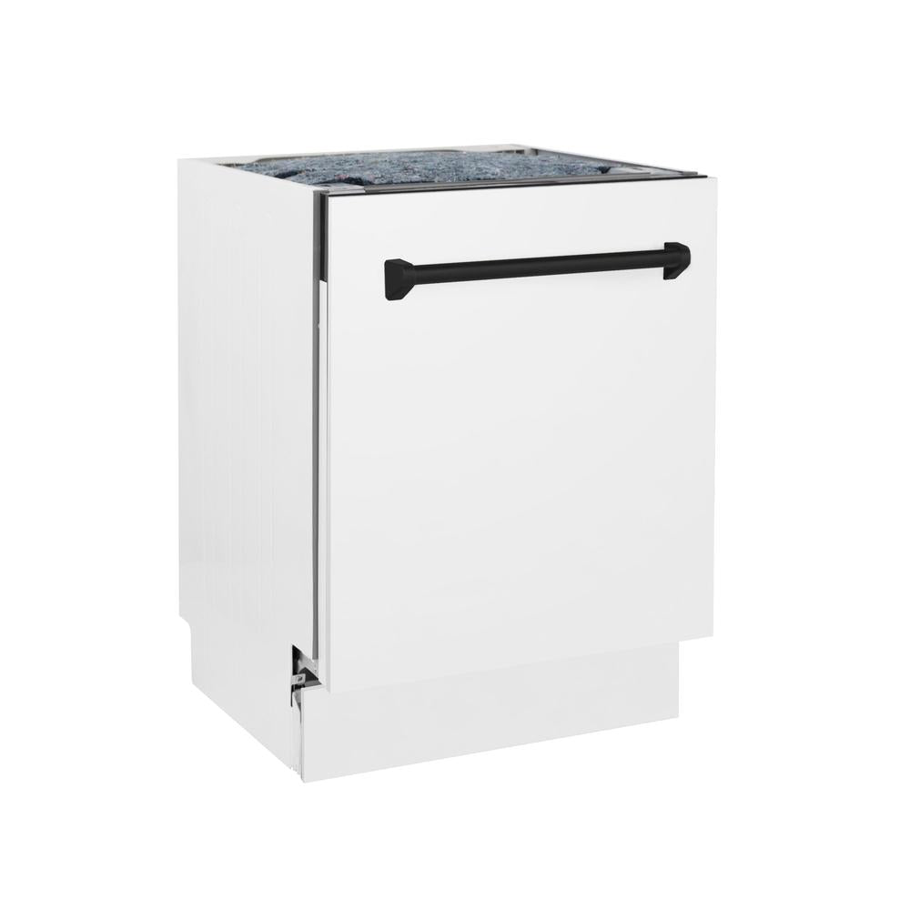 Autograph Edition 24 In. 3rd Rack Top Control Tall Tub Dishwasher In White Matte With Matte Black Accent Handle, 51dba DWVZWM24MB