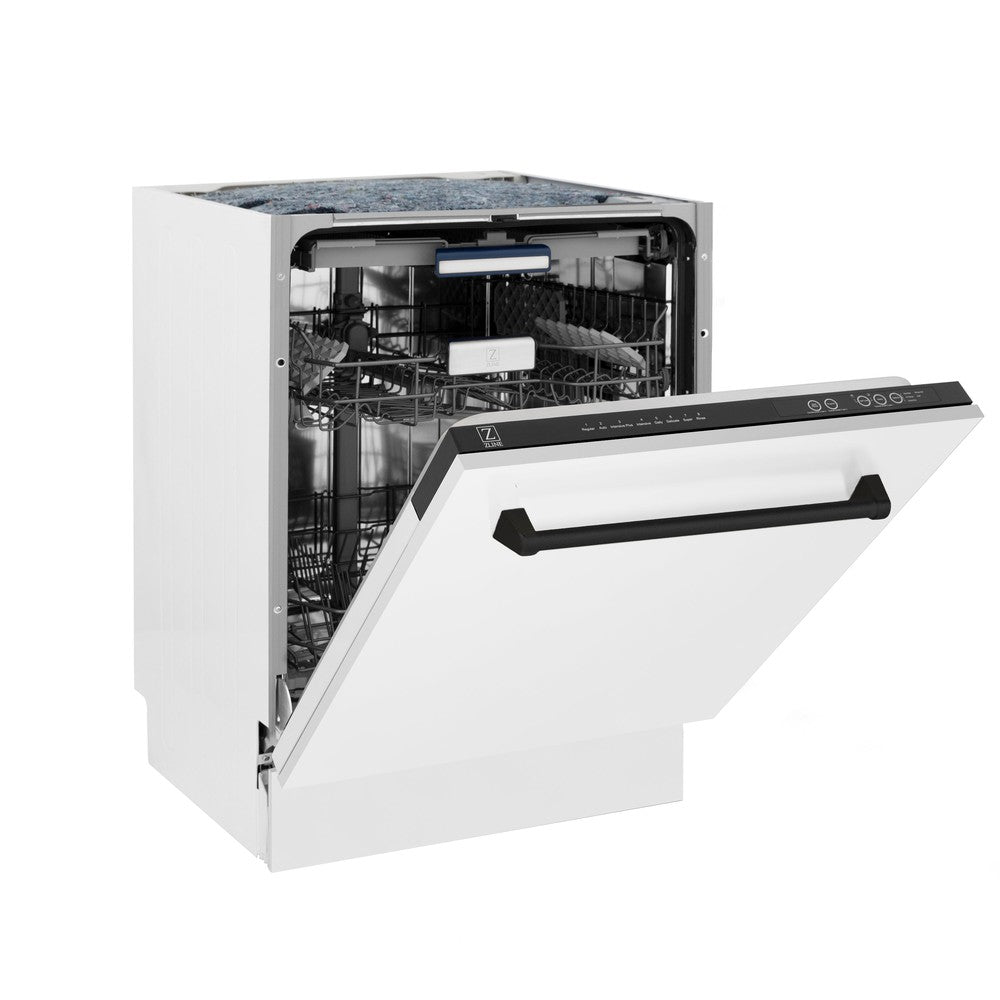 Autograph Edition 24 In. 3rd Rack Top Control Tall Tub Dishwasher In White Matte With Matte Black Accent Handle, 51dba DWVZWM24MB