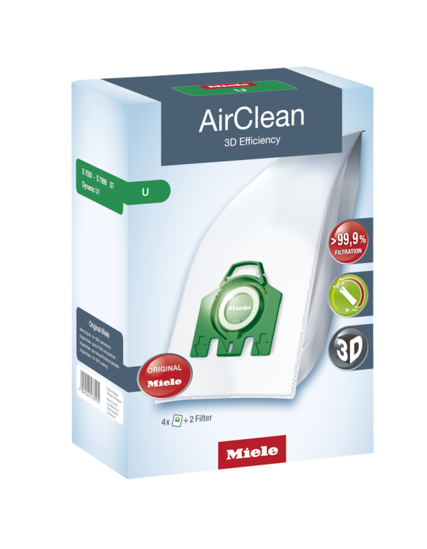 AirClean 3D Efficiency U dustbags ensures that dust picked up stays inside the machine. DUSTBAGUAIRCLEAN3D
