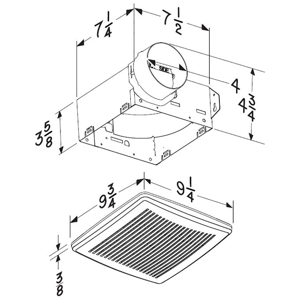 Economy 70 CFM Ventilation Fan, 4.0 Sones, 4" Duct E0704, product image 5 of 5