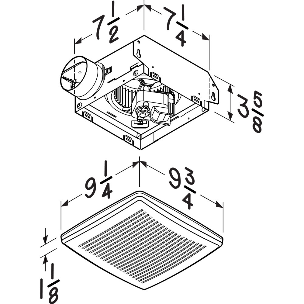 Economy Series 50 CFM Ceiling/Wall Ventilation Fan Finish Pack, 2.5 Sones E0F50