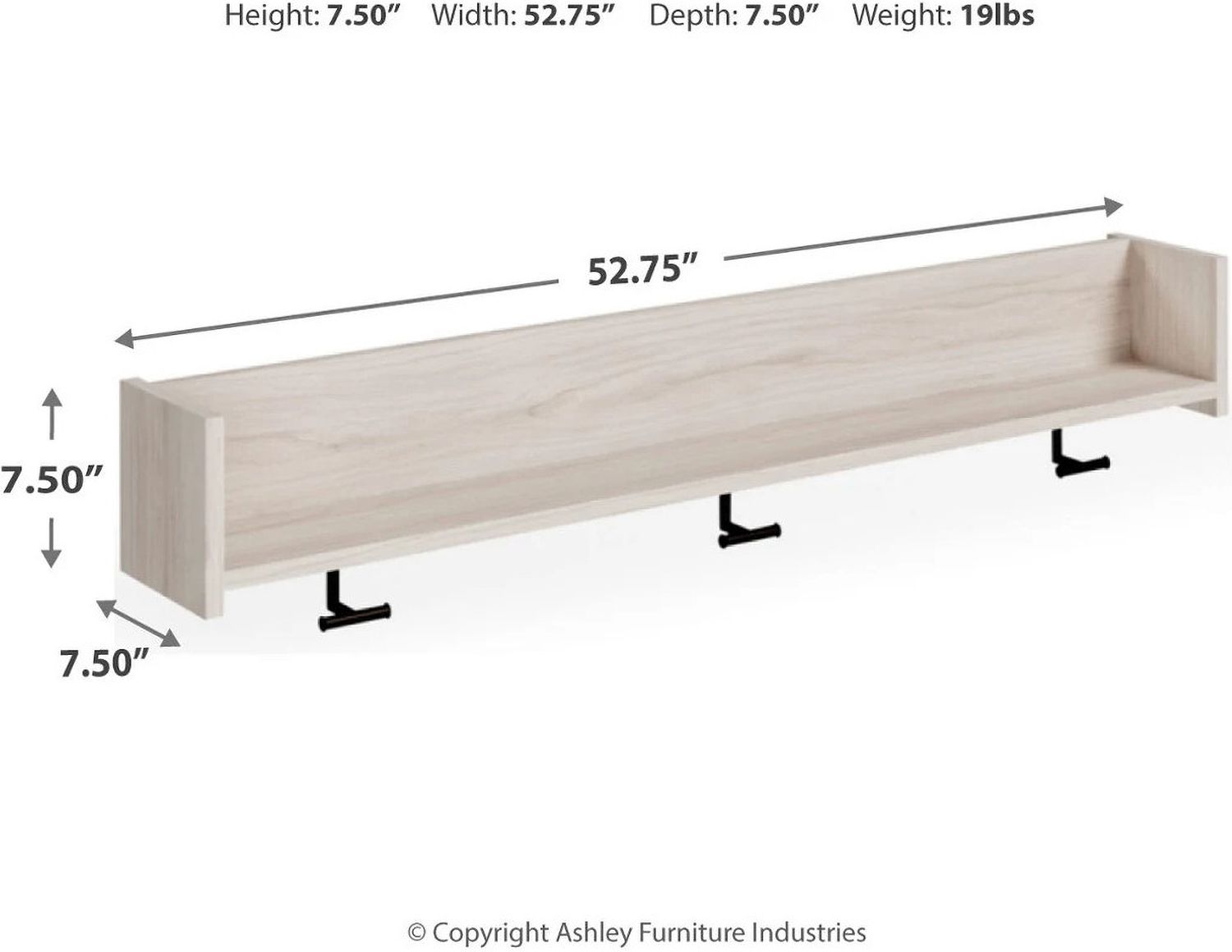 Socalle Light Natural Wall Mounted Coat Rack W/Shelf EA1864151