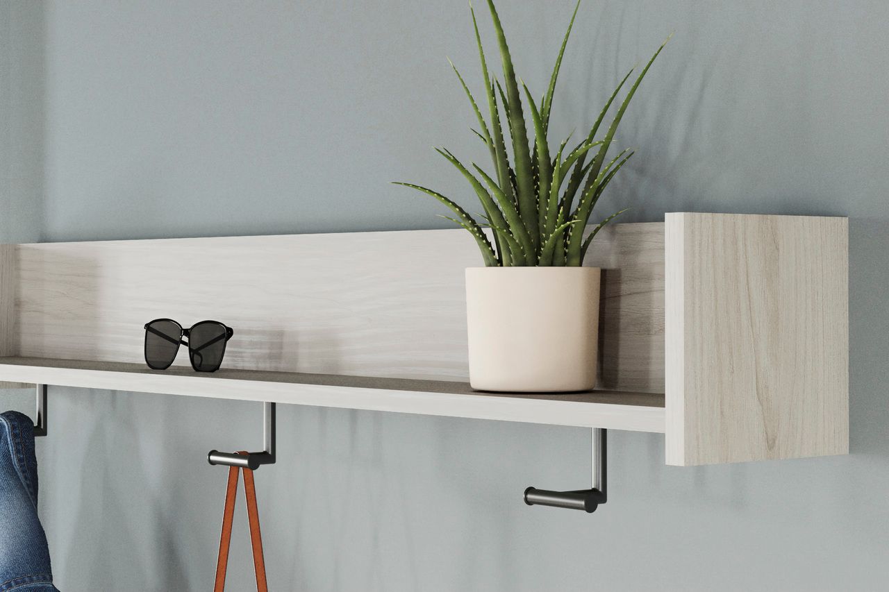 Socalle Light Natural Wall Mounted Coat Rack W/Shelf EA1864151
