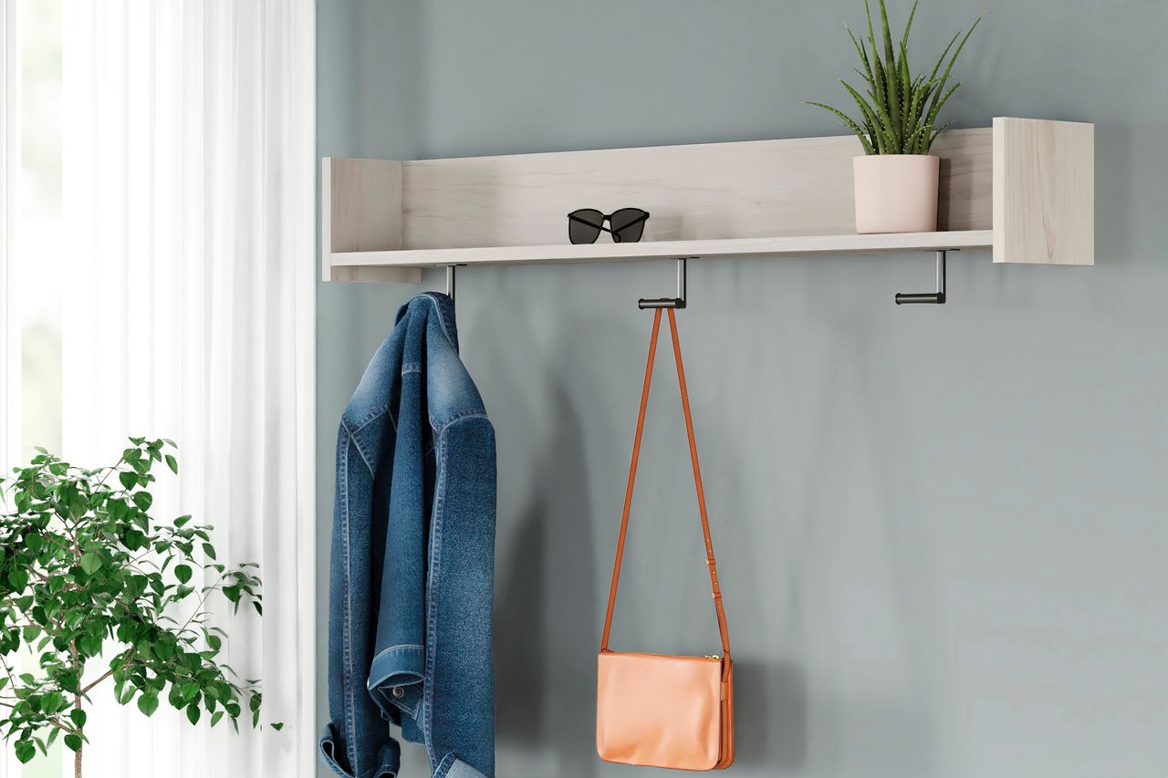 Socalle Light Natural Wall Mounted Coat Rack W/Shelf EA1864151