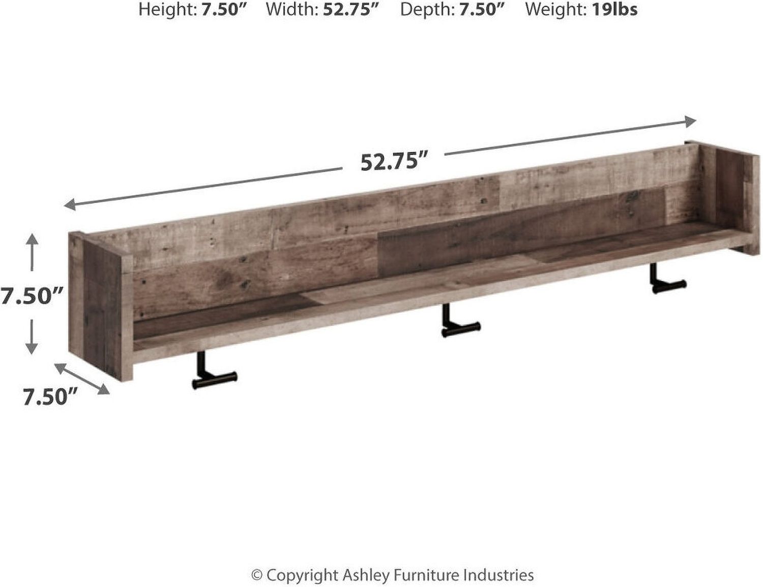 Neilsville Multi Gray Wall Mounted Coat Rack W/Shelf EA2120151