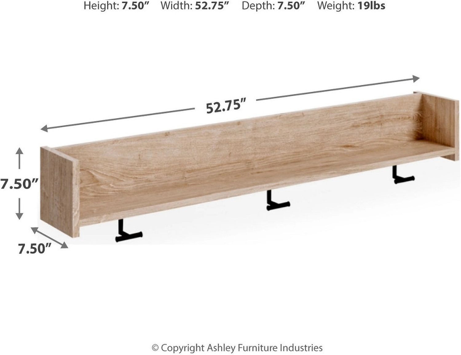 Oliah Natural Wall Mounted Coat Rack W/Shelf EA2270151