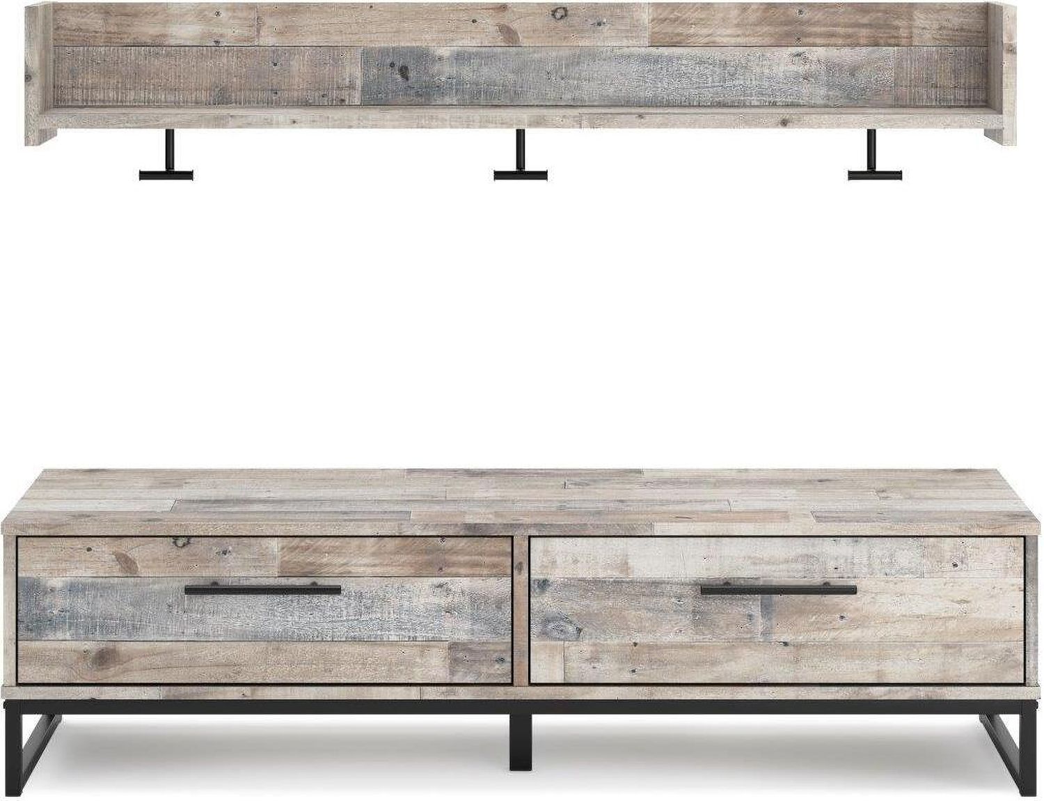 Neilsville Whitewash Wall Mounted Coat Rack W/Shelf EA2320151