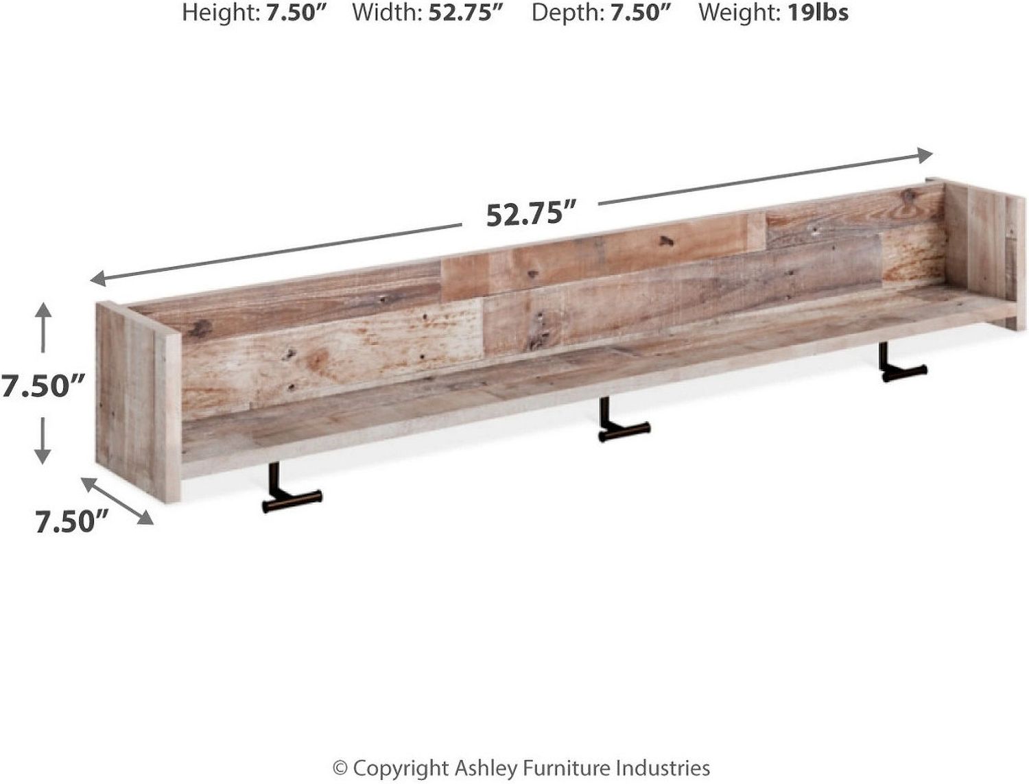 Neilsville Whitewash Wall Mounted Coat Rack W/Shelf EA2320151