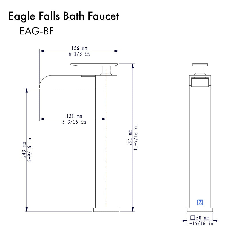 Eagle Falls Waterfall Vessel Sink Single Handle Bath Faucet In Chrome EAGBFCH
