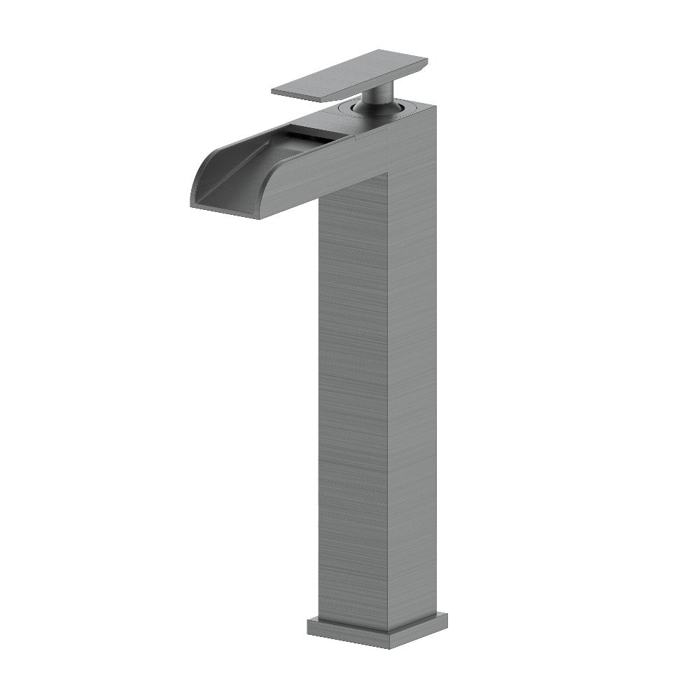 Eagle Falls Waterfall Vessel Sink Single Handle Bath Faucet In Gun Metal EAGBFGM