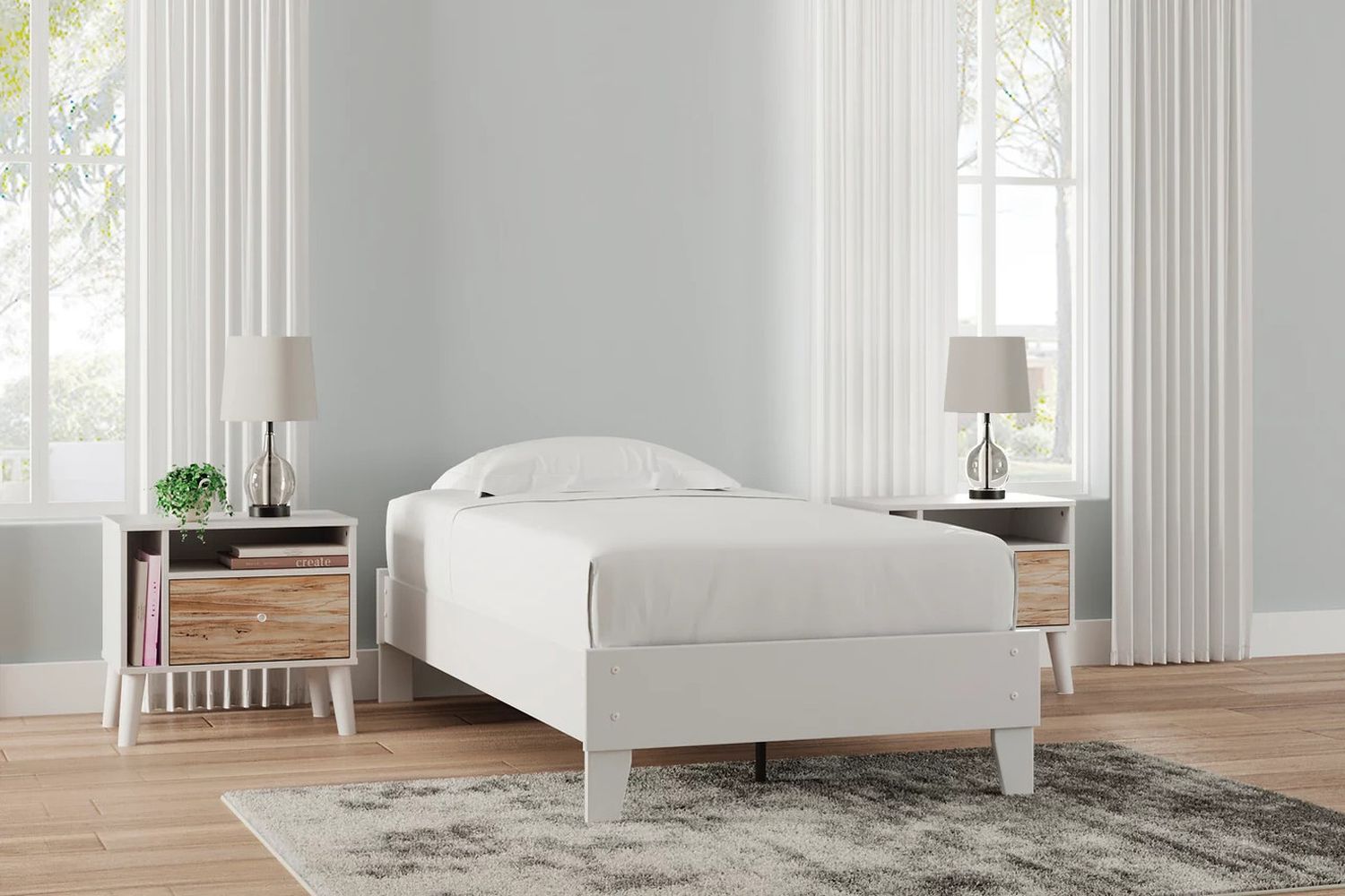 Piperton White Twin Platform Bed EB1221111