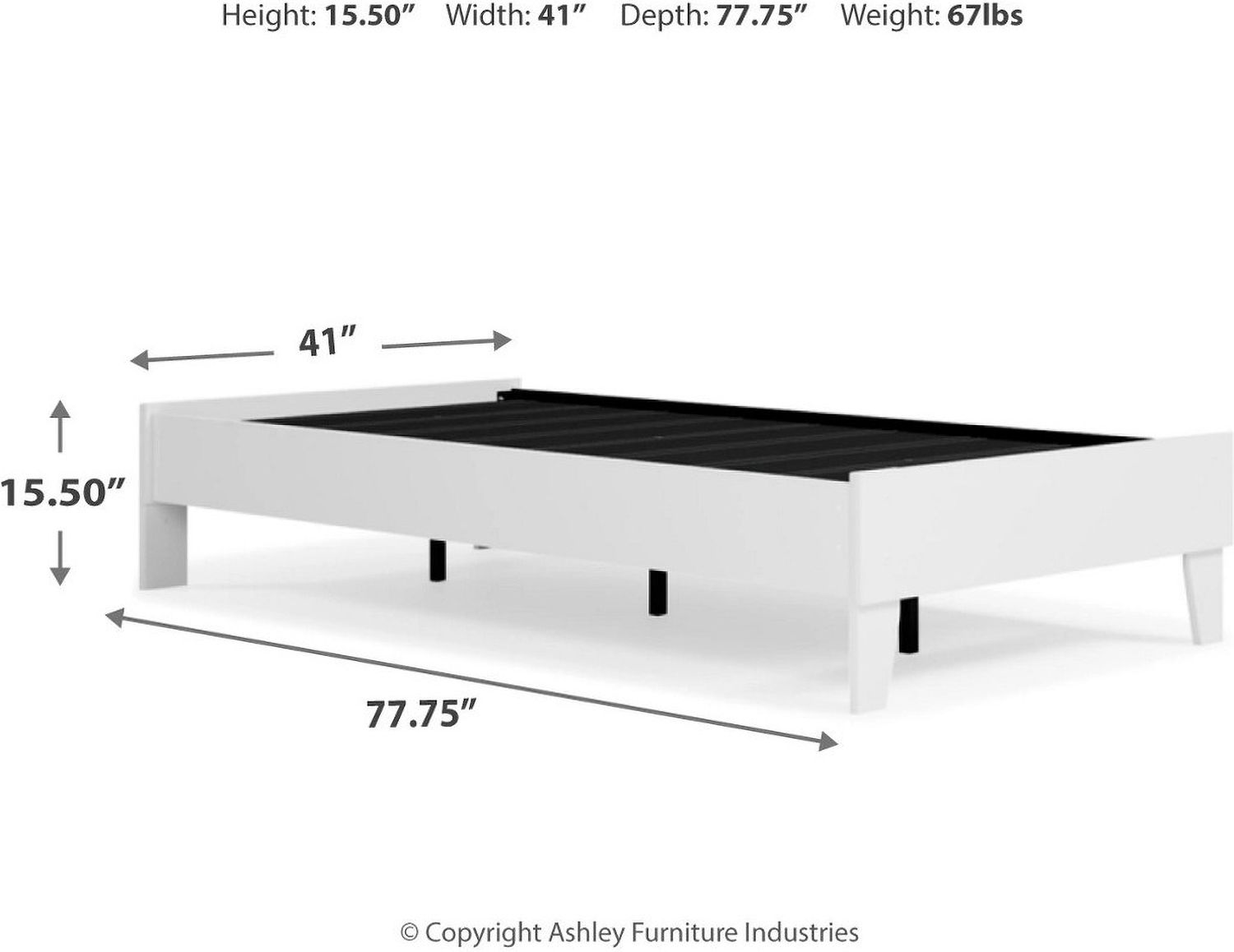 Piperton White Twin Platform Bed EB1221111