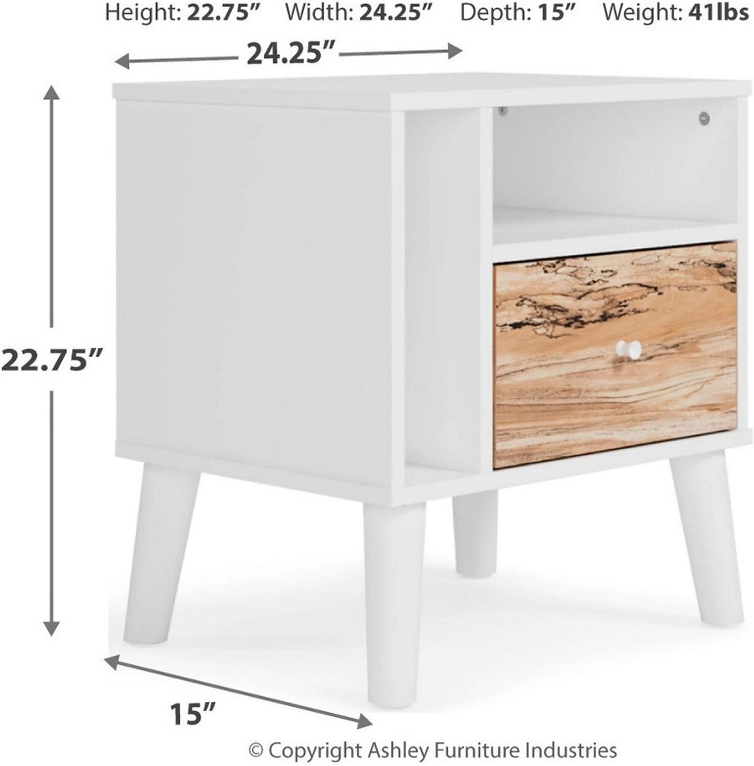 Piperton Two-Tone Brown/White One Drawer Night Stand EB1221291