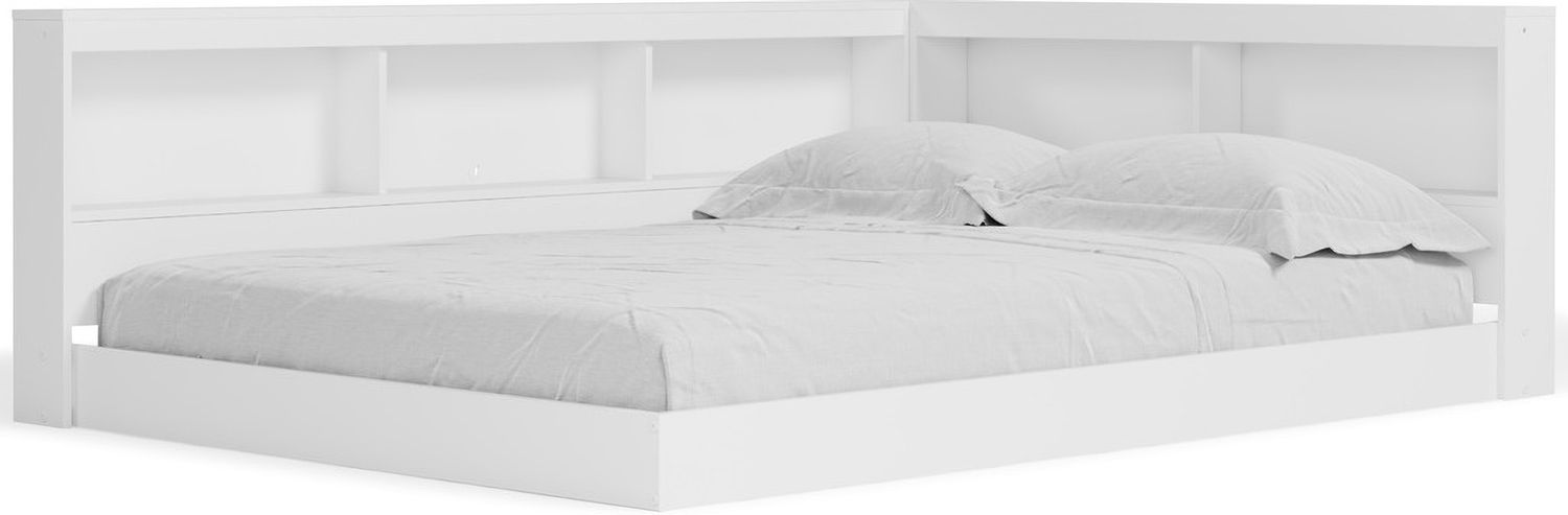 Piperton White Twin Bookcase Storage With End Panel EB1221B1
