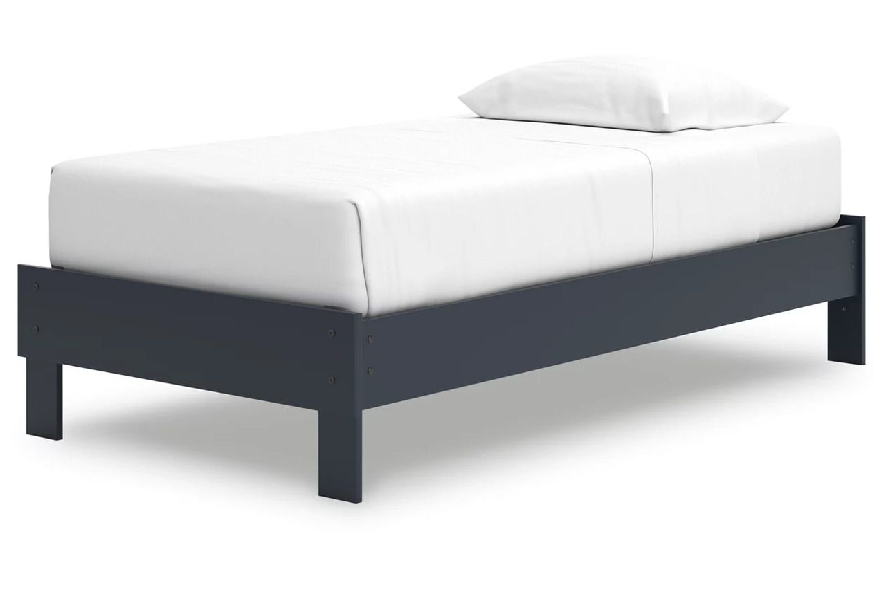 Simmenfort Twin Platform Bed In Navy Blue EB1528111