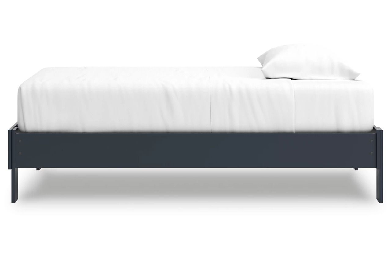 Simmenfort Twin Platform Bed In Navy Blue EB1528111