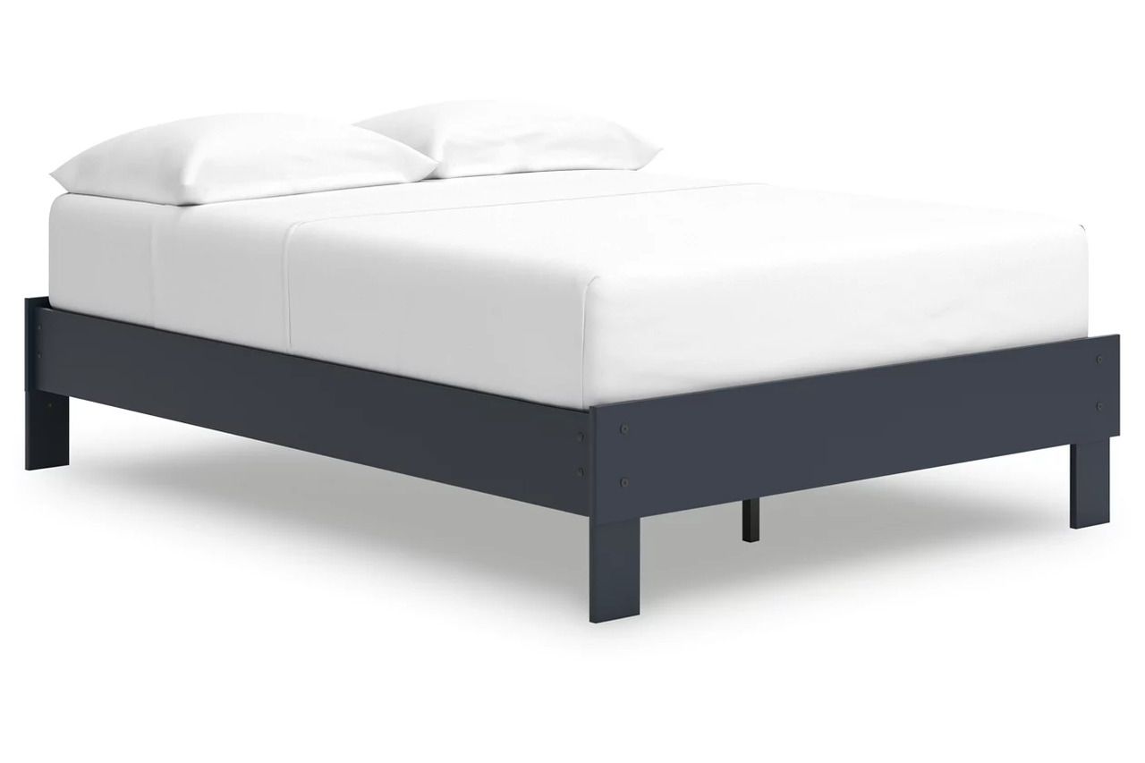 Simmenfort Full Platform Bed In Navy Blue EB1528112