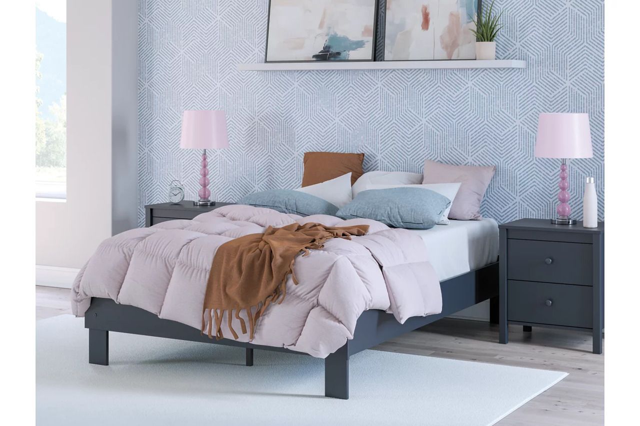 Simmenfort Full Platform Bed In Navy Blue EB1528112