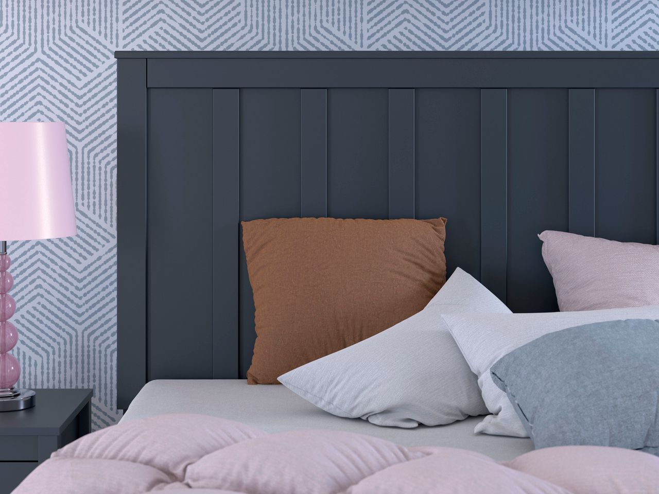 Simmenfort Full Panel Headboard In Navy Blue EB1528156